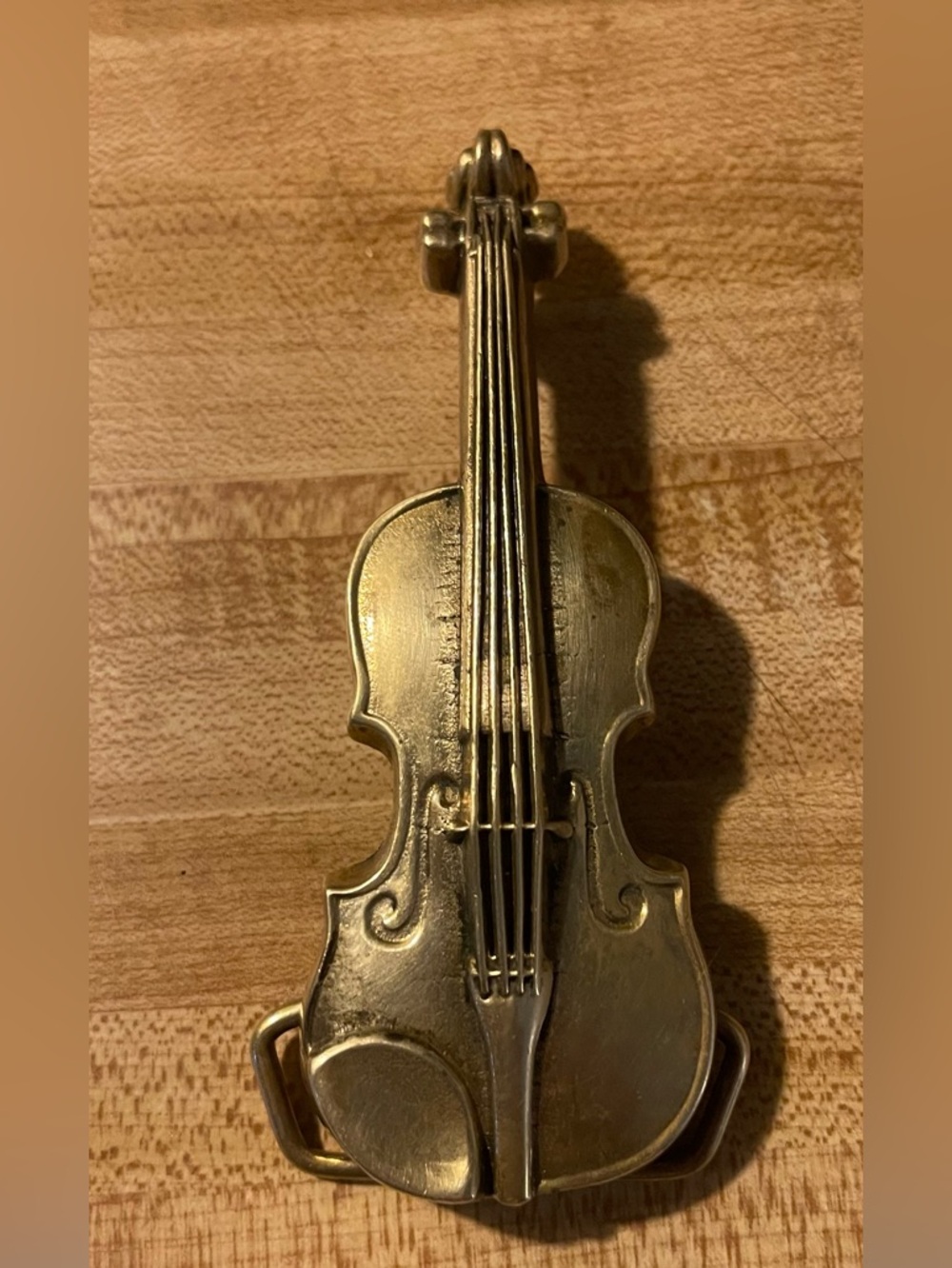 Vintage  solid brass belt buckle from the 1970s,Violin shaped Baron Buckles
